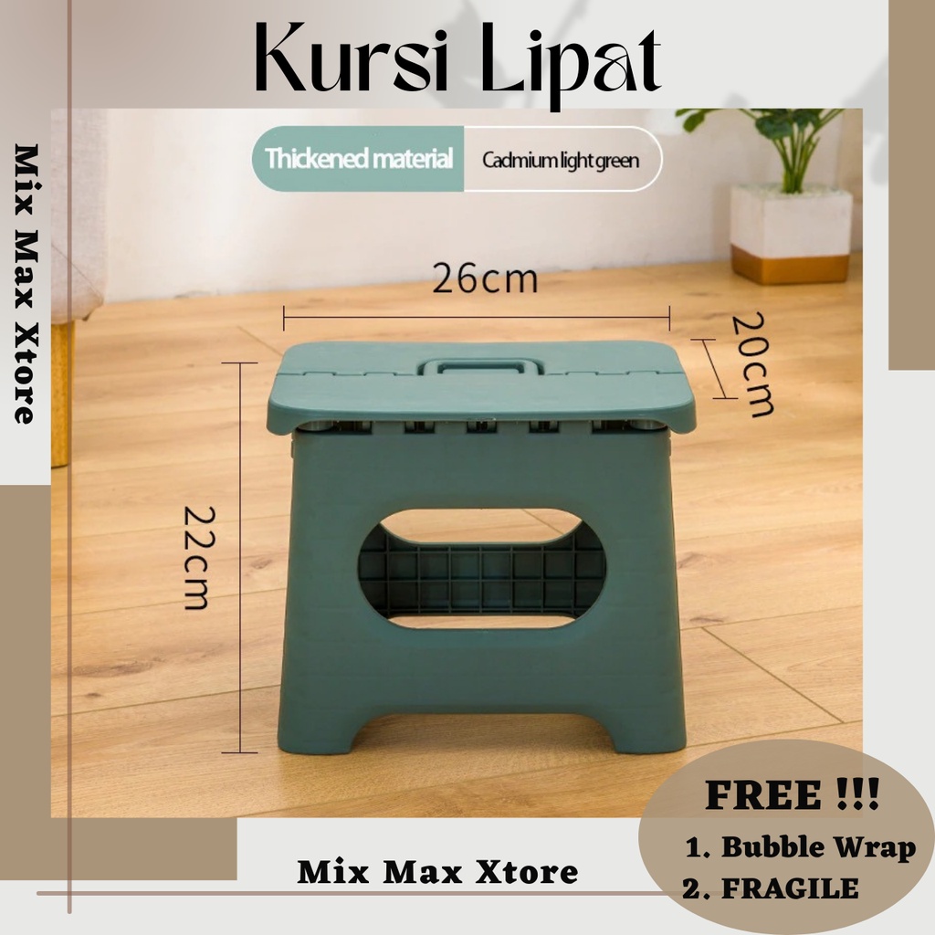 Kursi Lipat Mini Bangku Dapur Kamar Mandi Portabel - Green