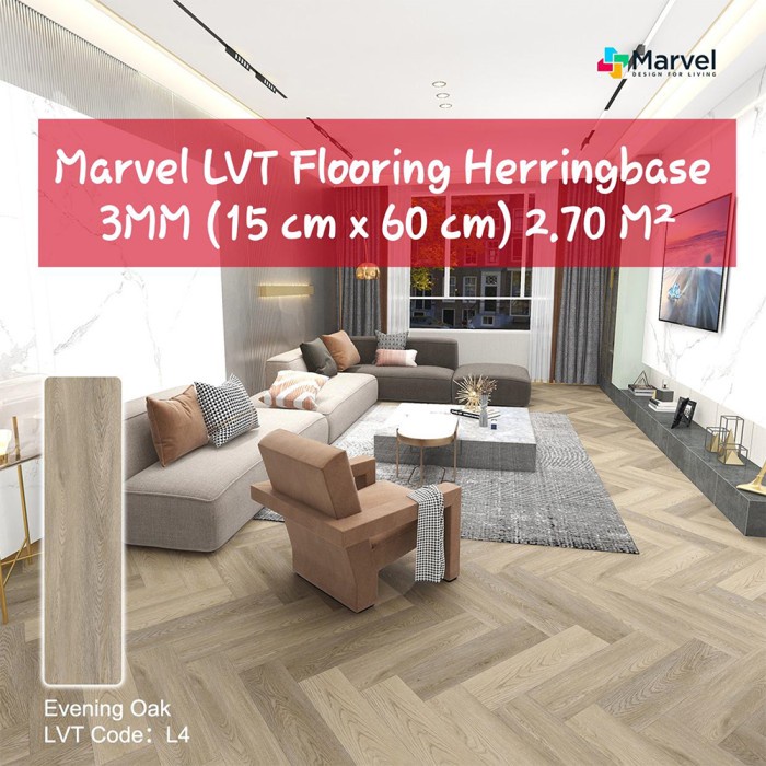 Floor [Terbaru] Marvel Vinyl Herringbone Vinyl Lantai Gaya Herringbone 3Mm