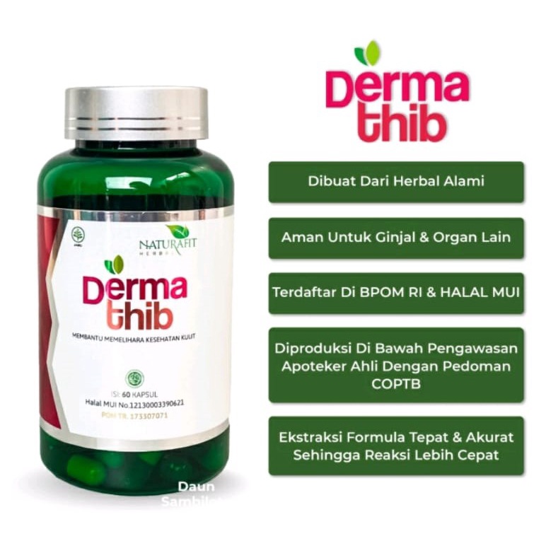 Dermathib 60 kapsul -  Derma thib Obat Herbal KULIT Kapsul Untuk Kecantikan Membantu mengatasi jerawat dan Mencerahkan kulit dari dalam