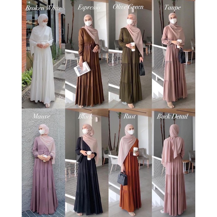 ✨LARIS✨ -Gamis wanita muslim Salsa Maxi Dress Rayon polos dres rempel hitam - Hitam, all size- 1.2.2