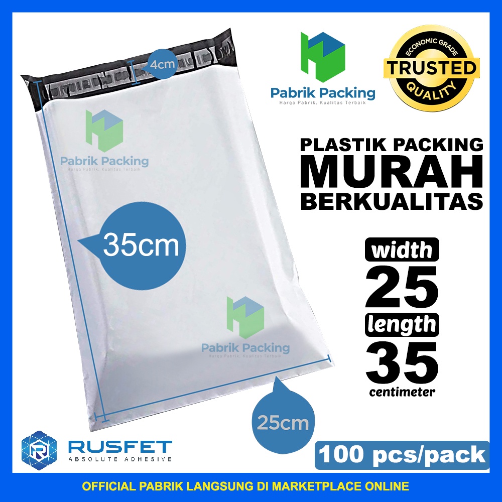 

Polymailer Ekonomis / Plastik Packing Online Shop Putih Size 25x35cm /PACK