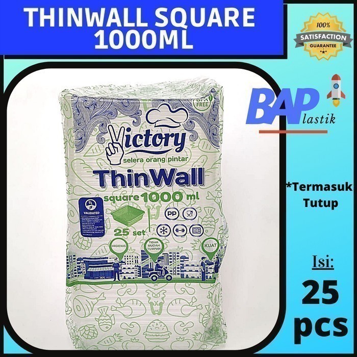 ___] Thinwall Square 1000 ml / Thinwall Victory / Kotak Plastik