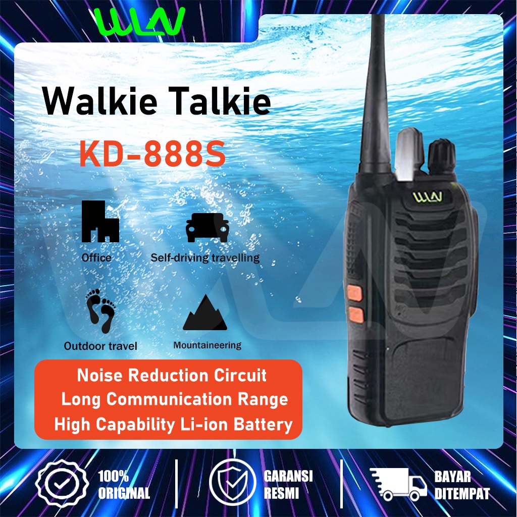 WLN 1-3KM Handy Talky 888S Walkie Talkie Radio dua arah 2800MAH ORIGINAL