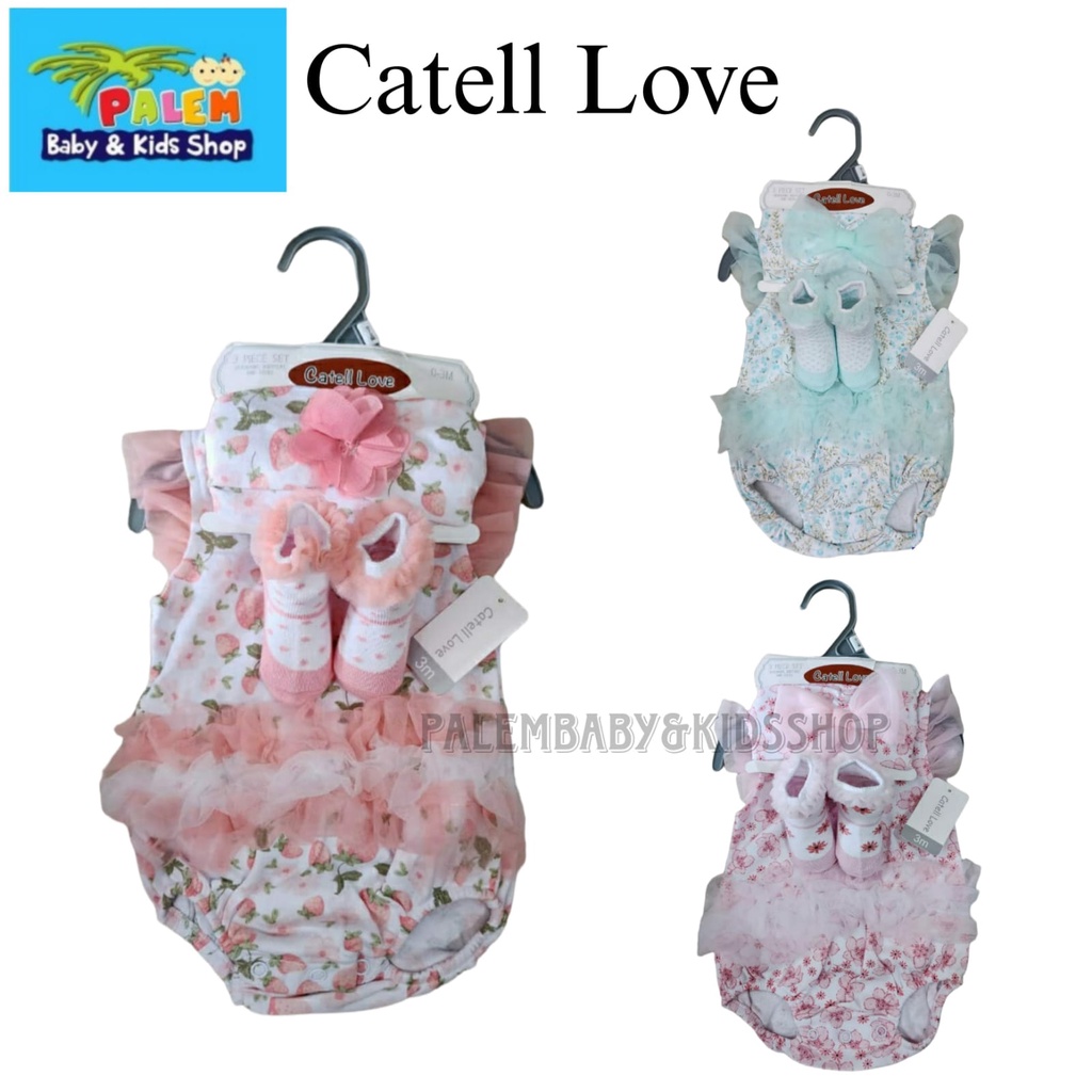 Catell Love Jumper + Bandana + Kaos kaki / Baju Jumper Bayi