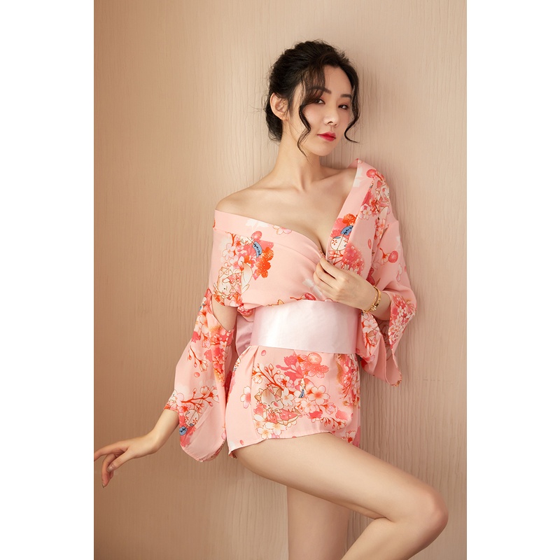 LI-33 pink mini kimono lingerie baju tidur wanita cosplay jepang tradisional