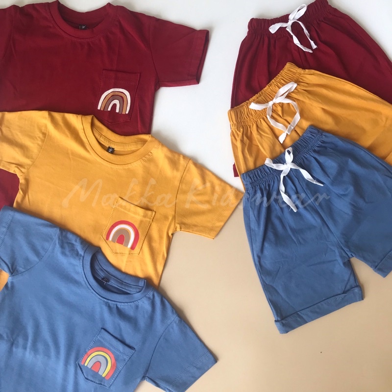 SETELAN ANAK POCKET RAINBOW UNISEX(1-10 TAHUN )