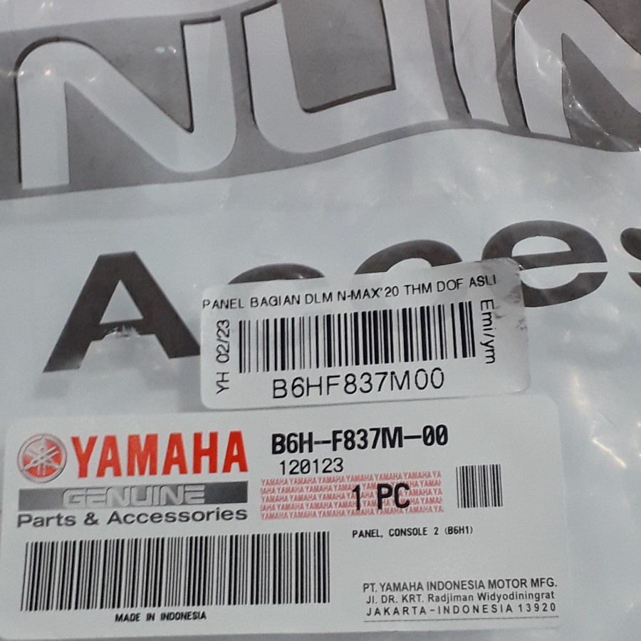 Panel Depan Bagian Dalam N Max Nmax New 2020 100% ORIGINAL Yamaha YGP B6H-F837M-00