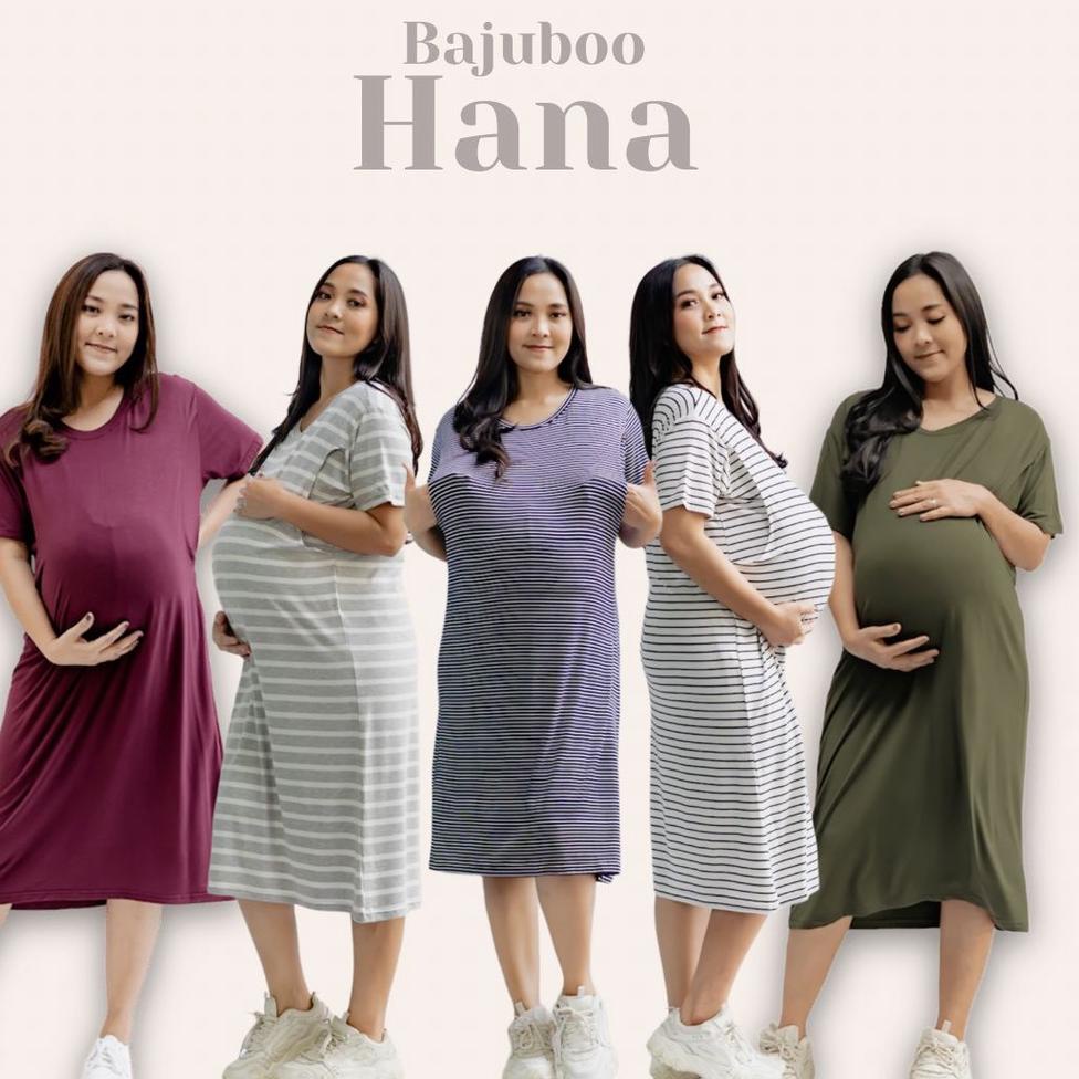STOK TERBATAS Bajuboo Hana - Dress, Midi Dress Kaos Premium, Non Busui & Bumil Busui Spandex Rayon P