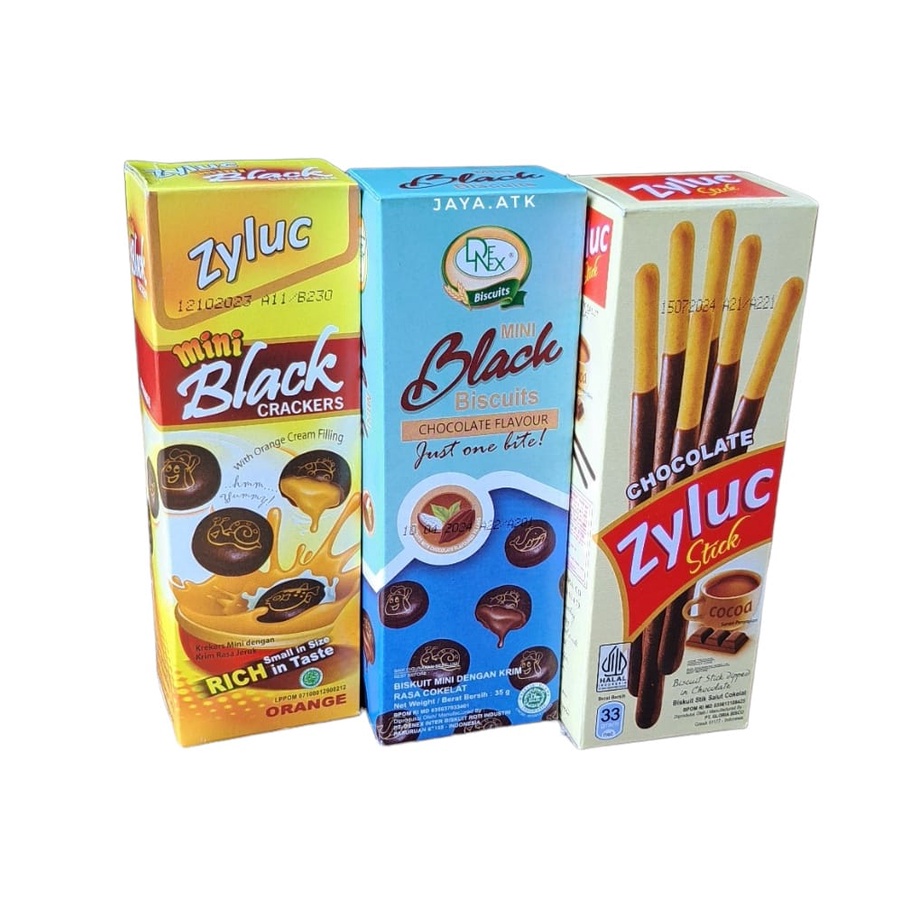 BISKUIT ISI ZYLUC MINI BLACK CRACKER BISKUIT STICK COKLAT 45 GRAM SNACK ANAK