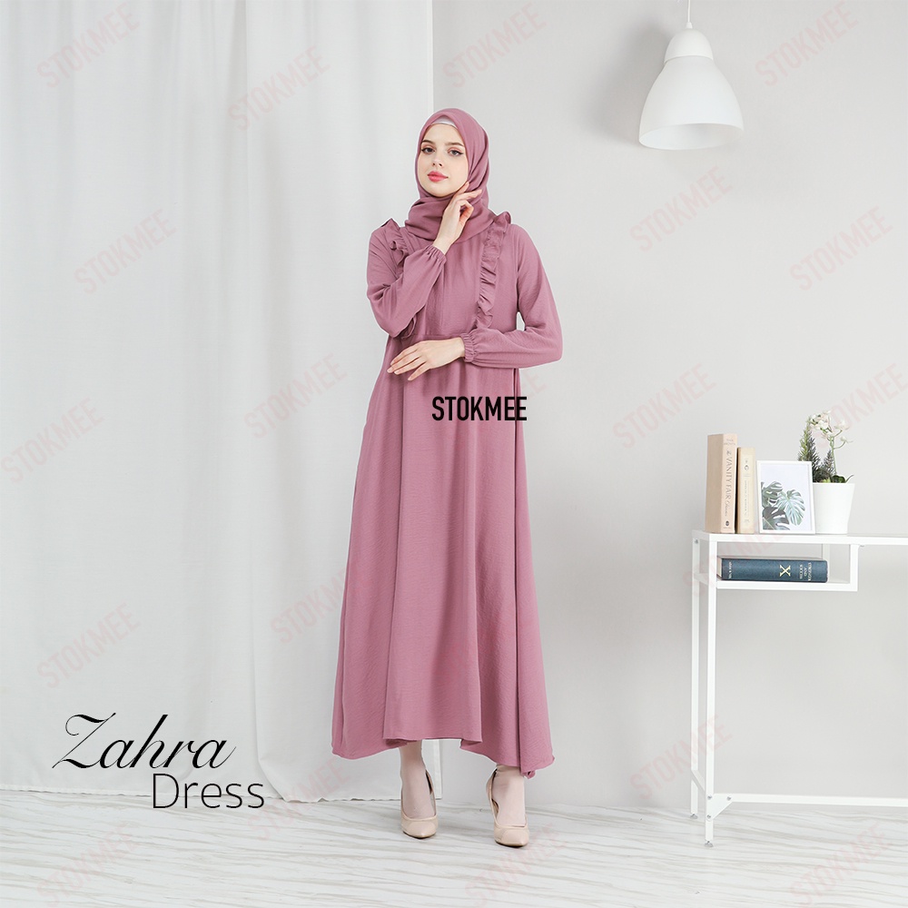 Zahra Dress By Stokmee. Gamis Crinkle Airflow Polos Premium Dress Daily Wanita Terbaru