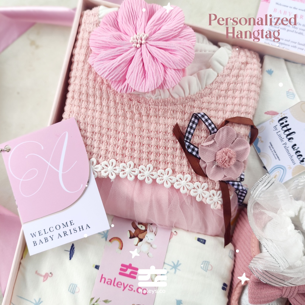 Aurora Package Hampers Bayi Perempuan | Kado bayi korean dress lengkap | Baby Gift Box Premium 0-12 bulan | Hampers Baby Girl Boy Haleys.co