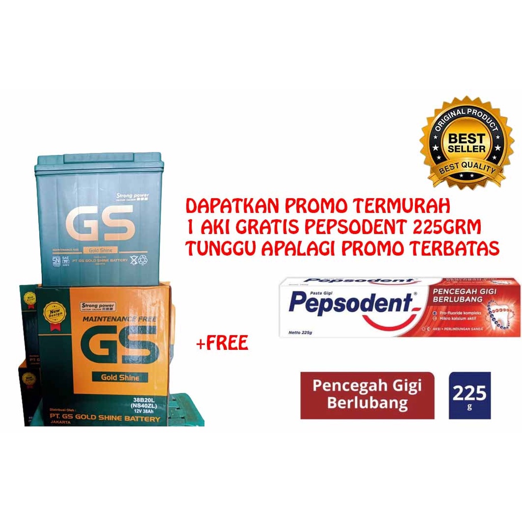 Aki Mobil GS Agya Ayla Cayla Brio NS40ZL GS GOLD SHINE  MF Aki Mobil Agya, Sigra, Cayla, Mobilio, Br