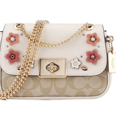 PALING LARIS （grab）73057 coach Canvas with cowhide material lady crossbody bag chain bag