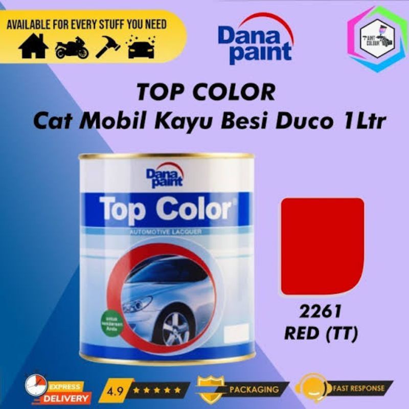 TOP COLOR 2261 Red TT - Merah Solid ( Terang) Cat Mobil Kayu Besi Duco