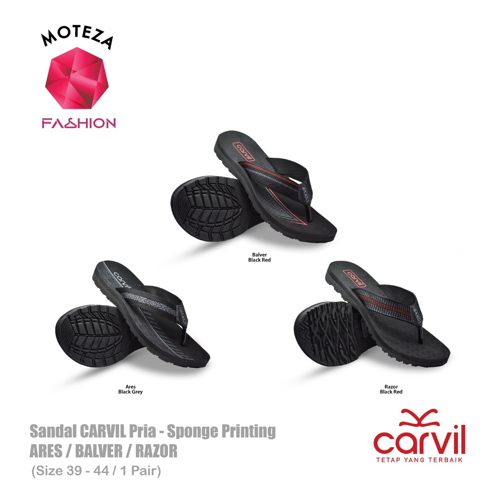 Moteza Sandal Jepit Carvil Pria / Sendal Cowok Sponge Print Casual Original TERLARIS TERMURAH - BALVER / ARES / RAZOR