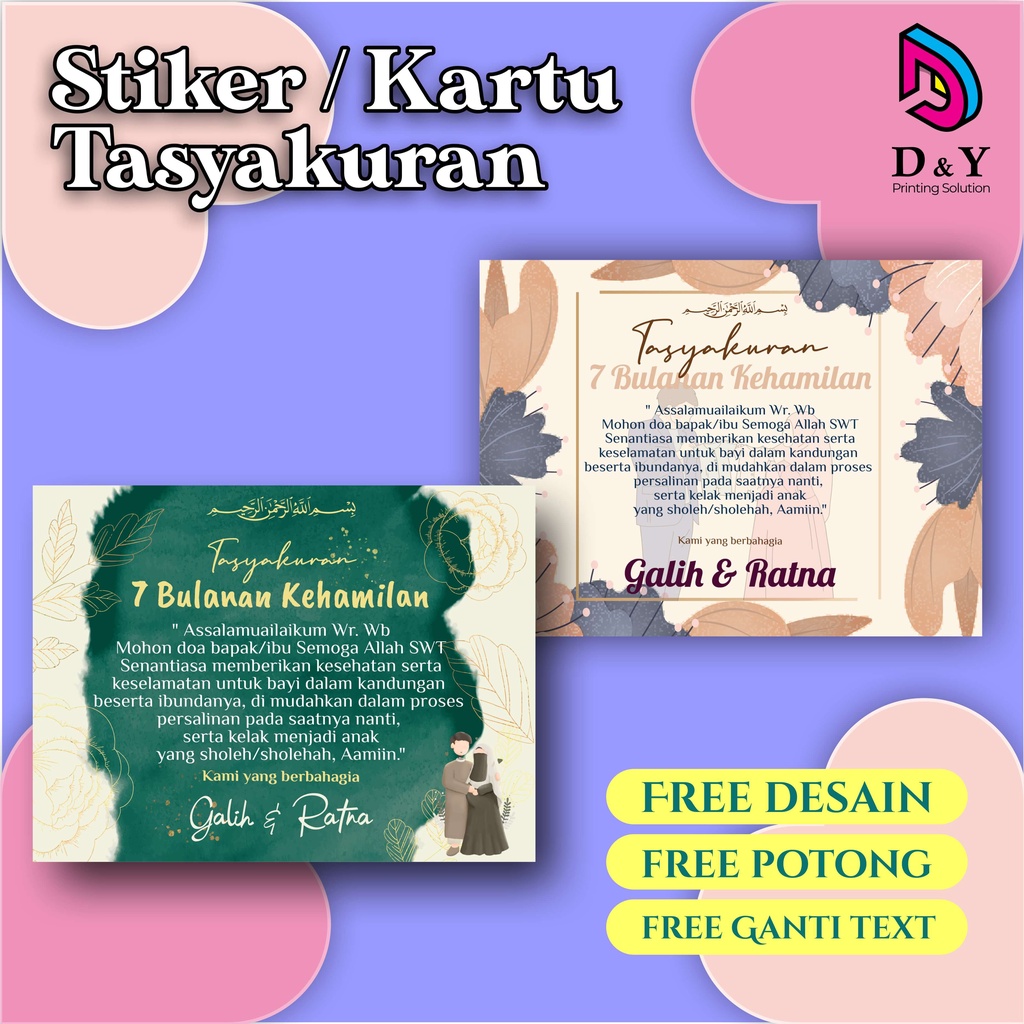 

Kartu/Stiker Label Tasyakuran 4/7 Bulanan Kehamilan HIJAB, Syukuran 4/7 Bulanan Kehamilan