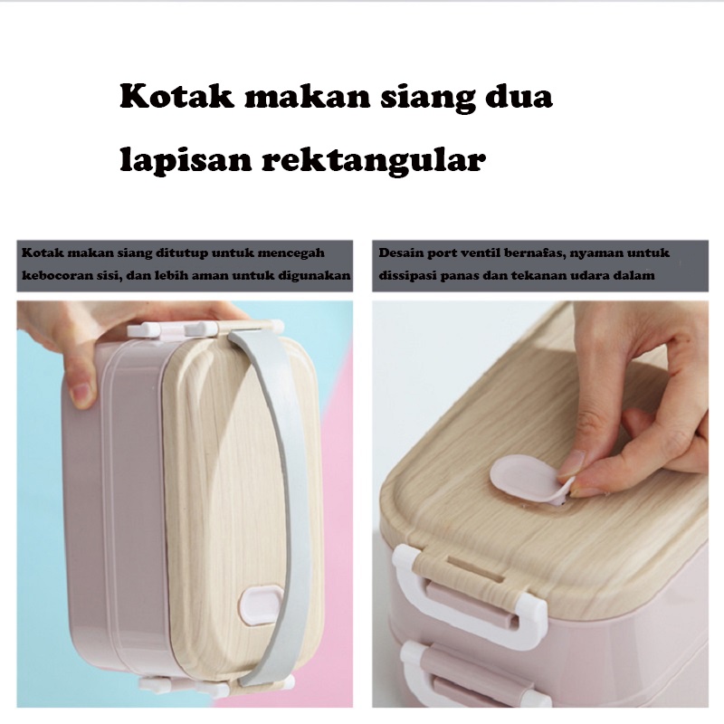 Mi.more Rantang Kotak Bekal Makan 2 Susun / Kotak Makan 2 Tingkat Lunch Box Stainless Steel 304 Kotak Bekal Makan Rantang 2 Sekat