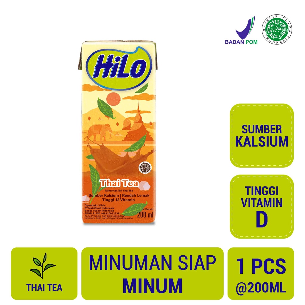 

HiLo Thai Tea RTD 200ml - Minuman Sumber Kalsium Rendah Lemak