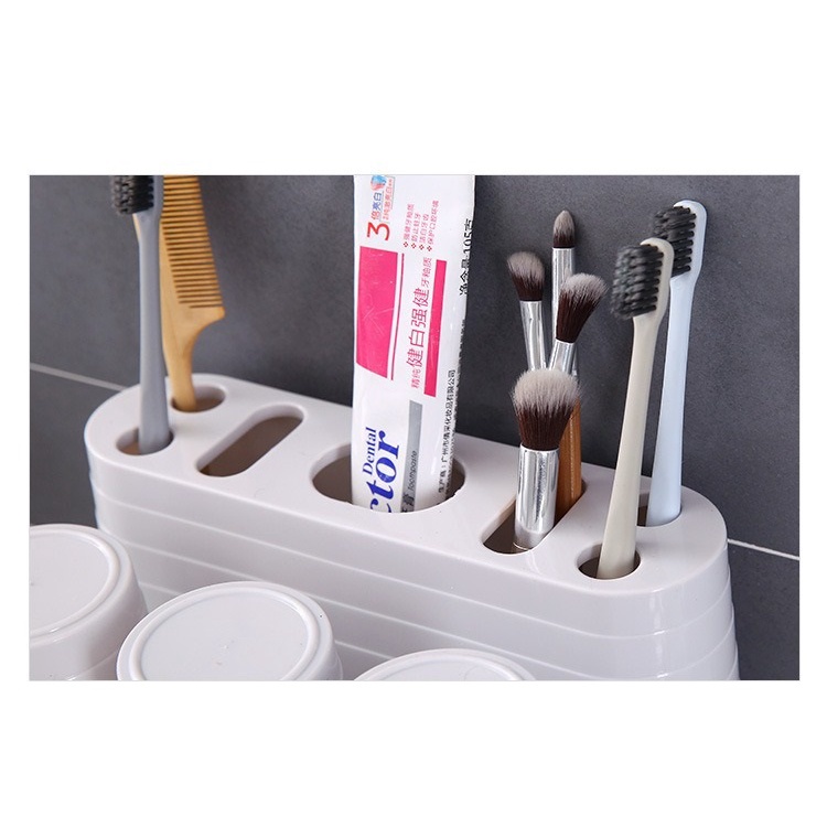 FYGALERY HL0293 Tempat Sikat Gigi Odol 1 Set Cangkir Kumur Plastik Rak Sikat Gigi Set Rak Toilet Kamar Mandi Toothbrush Holder