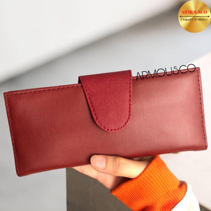 dompet panjang wanita KANCING FASHION MAROON E0M6 termurah model baru bisa cod terbaru tahan lama or