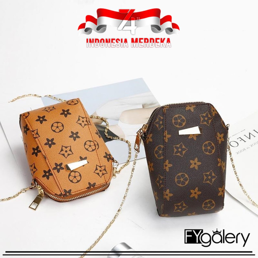 FYGALERY FYG1240 TAS HP CLASSIC MOTIF HANDPHONE ZIPPER BAG FASHION  IMPORT  TAS SELEMPANG MINI