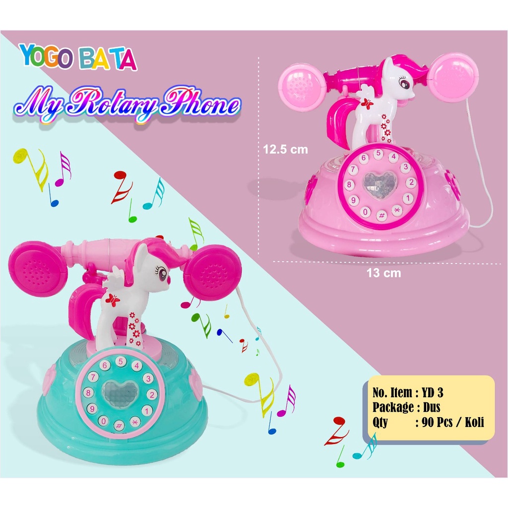 [YD3] Mainan Telephone Kuda Poni My Rotary Phone YD 3 -  Mainan Telpon Putar Boneka Kuda Pony Dustipon
