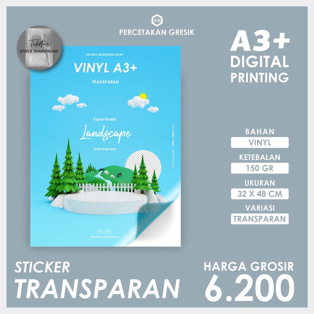 

CETAK STIKER TRANSPARAN DIGITAL PRINTING A3+ [HARGA GROSIR & RESELLER]