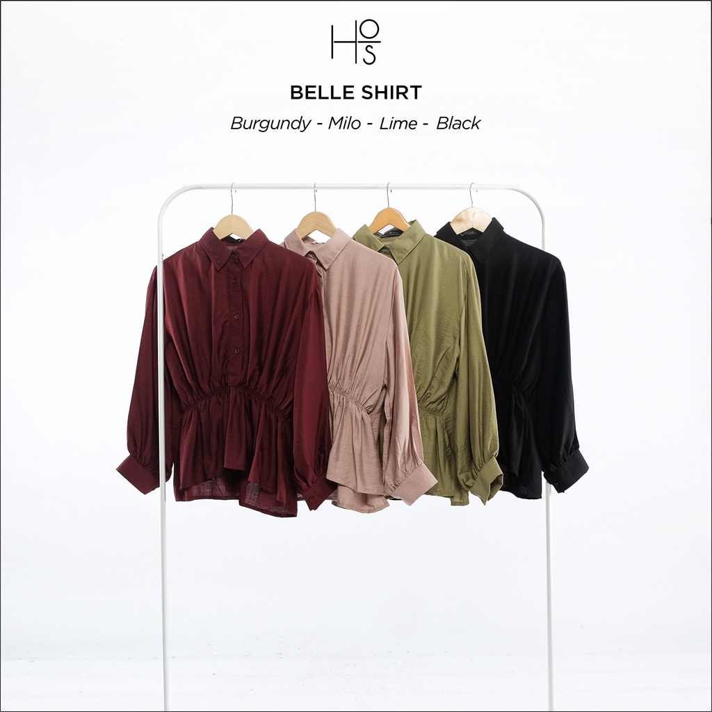 Hosofshopaholic - BELLE SHIRT - Atasan - Kemeja Wanita - Kerut - Baju Lengan Panjang - All Size