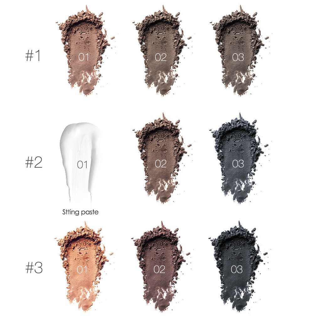 NIK - FOCALLURE Brow Powder FA04 | Eyebrow Kit | 3 Colors Eyebrow Powder Palette with Brush Mirror | BPOM ORIGINAL