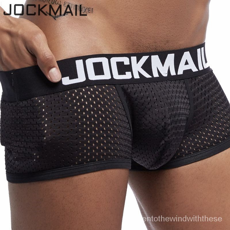 JOCKMAIL New Sexy Men Underwear Boxer Breathable Mesh boxershorts men Male Underpants cueca Gay peni