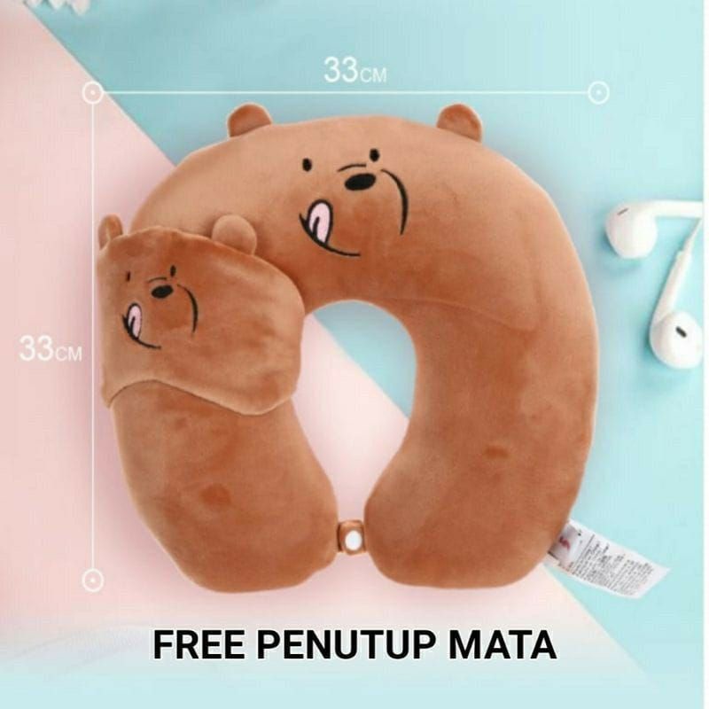 Bundara.id Pr-1274 Bantal leher + penutup mata Sangat lembut Bantal leher nyaman dewasa remaja anak
