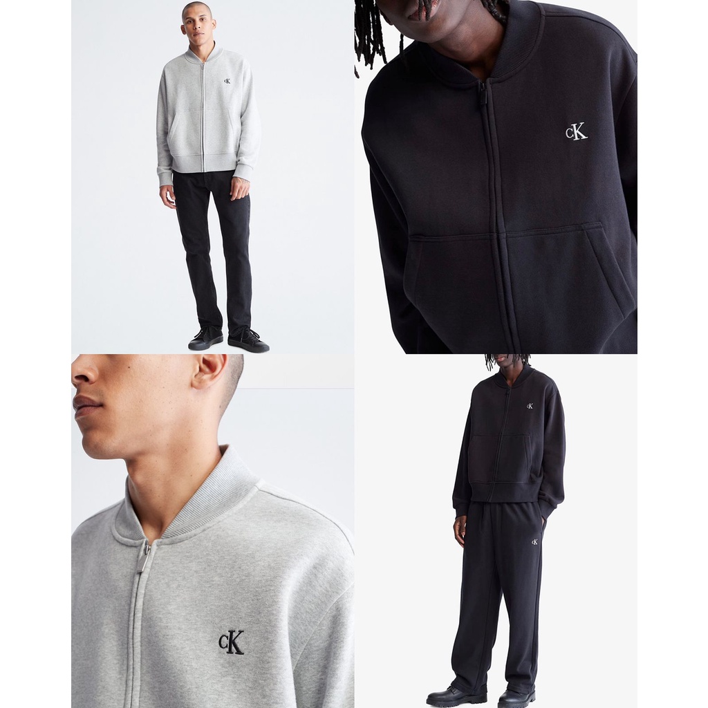 CK Relaxed Fit Archive Logo Fleece Bomber Jacket