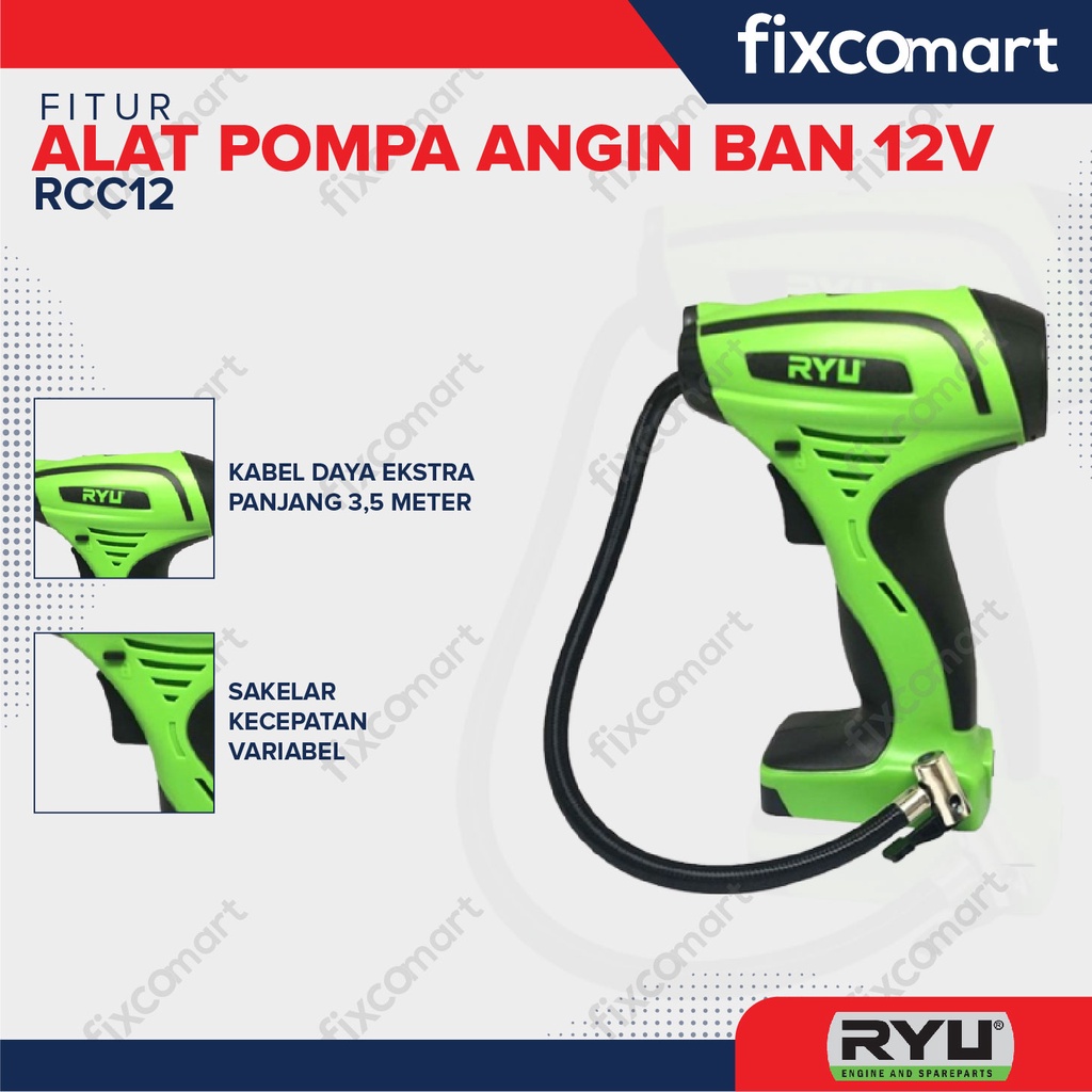 Ryu Pompa Ban / Air Compressor / Kompresor Mini 12V - Ryu Rcc 12