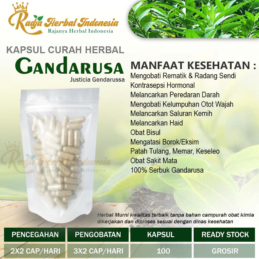 Jual Gandarusa 100 Kapsul Herbal Bisul Eksim Rematik Bells Palsy Sakit Mata Shopee Indonesia 2332