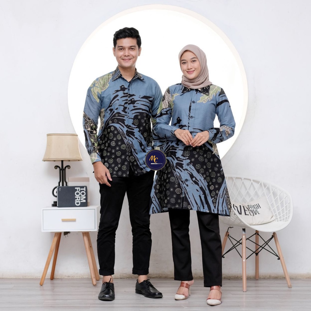 Batik Couple (MCbatik) - Batik Couple Tunik Busui Friendly/Full Kancing Depan Kemeja  Ready Seragam Kantor M L XL XXL Jumbo