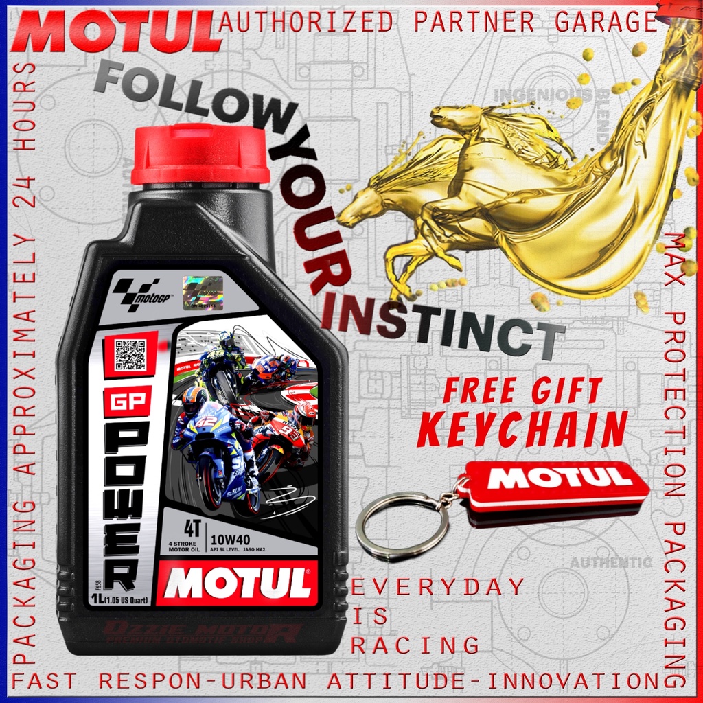 MOTUL GP MATIC &amp; GP POWER SERIES 10W40 1L OLI MOTOR MATIC &amp; MANUAL 4T IMPORT ORIGINAL 100% BONUS GANTUNGAN KUNCI atau KANEBO (𝙁𝙧𝙚𝙚 𝙎𝙩𝙞𝙘𝙠𝙚𝙧)