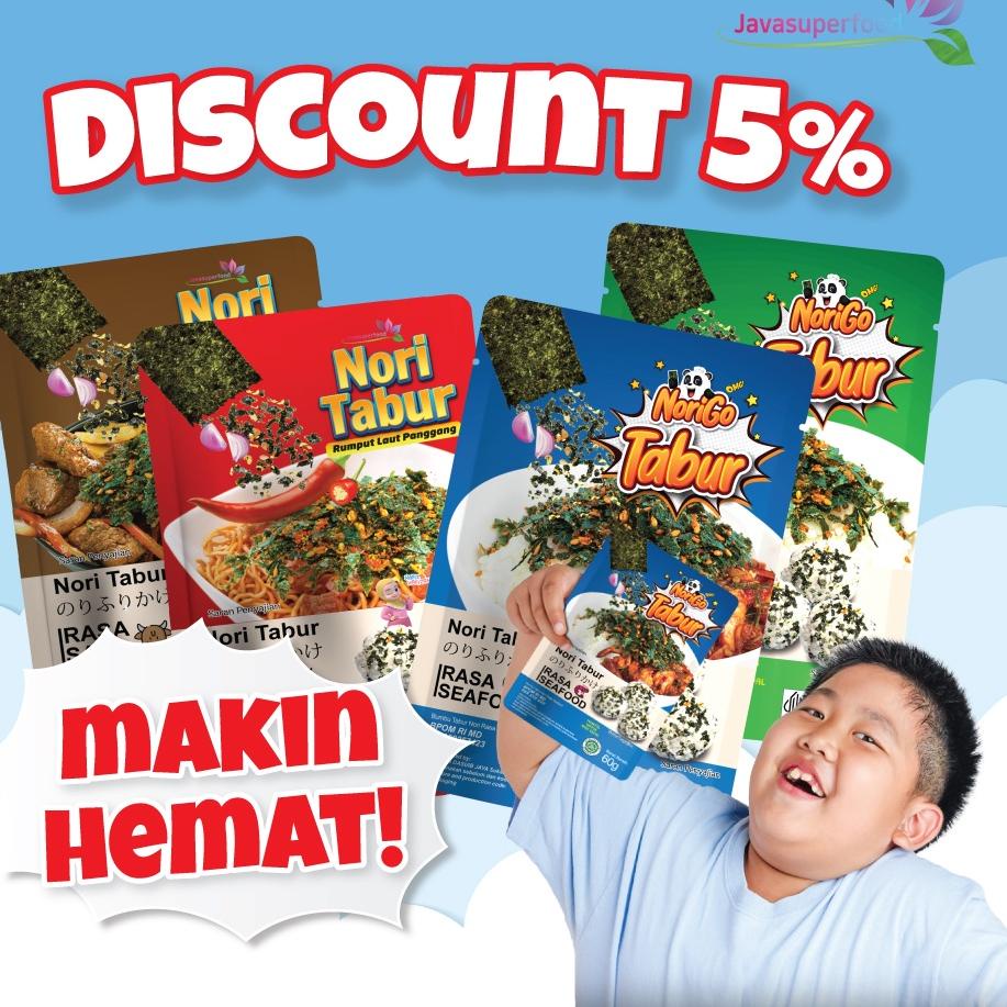 

♝ [Paket Promo] Nori Tabur Rumput Laut Panggang - Original, Sapi, Pedas, seafood 60g ✵