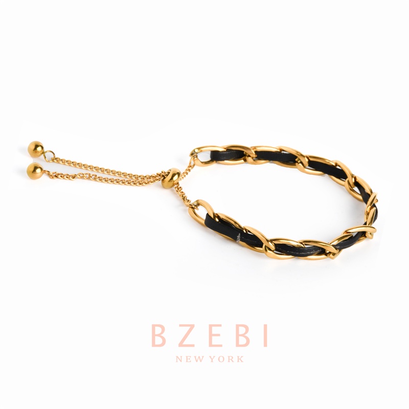 Bzebi Gelang Charm Titanium Steel Emas 18k Dengan Berlian, Anti Karat, Aksesoris Fashion Wanita, Perhiasan Gaya Korea, Hadiah Ulang Tahun Dengan Box Eksklusif 1150b