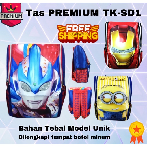 Tas Ransel Sekolah Anak TK Jepang Ultraman 3D Muka Timbul