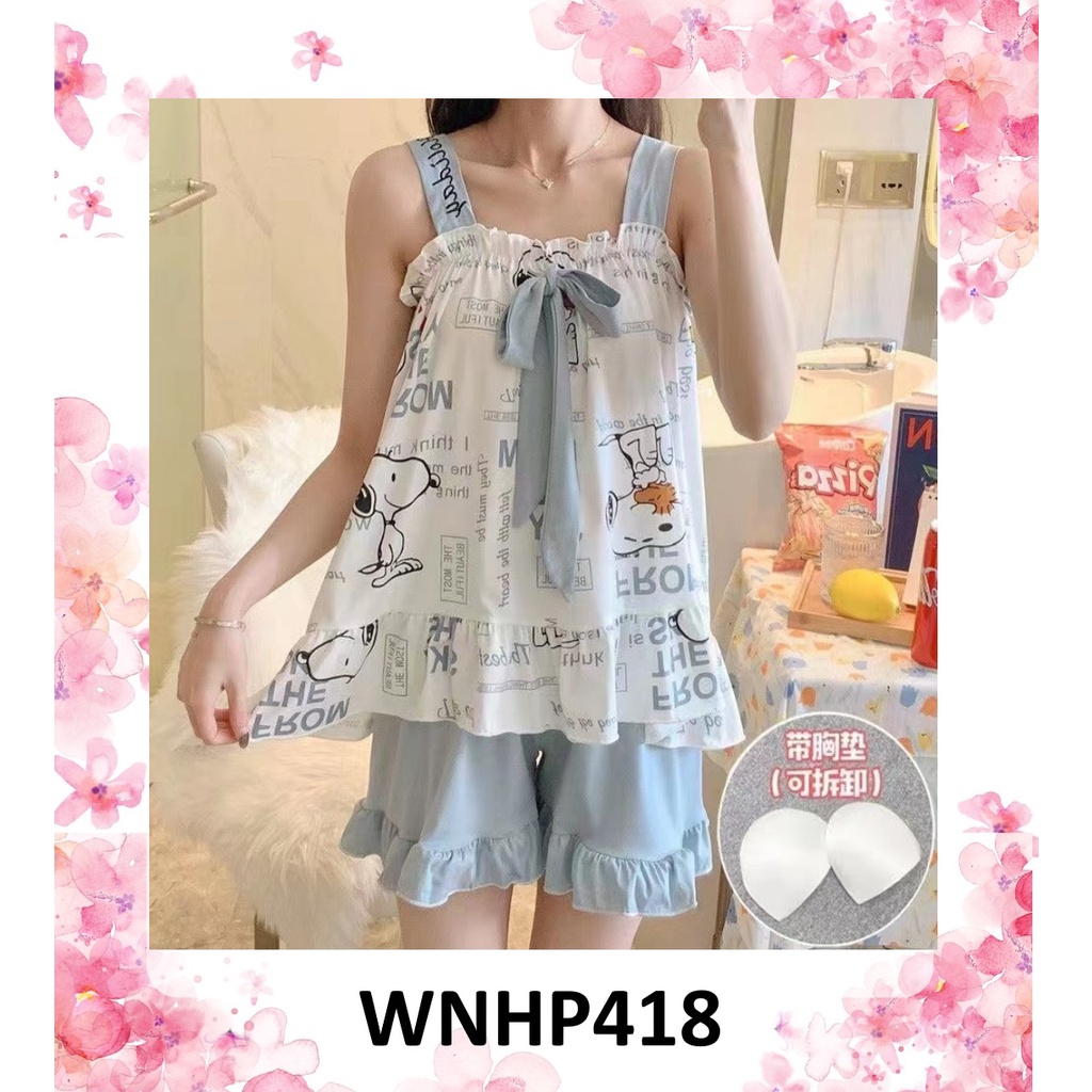 Baju Tidur Wanita Tanktop Tali Motif Floral