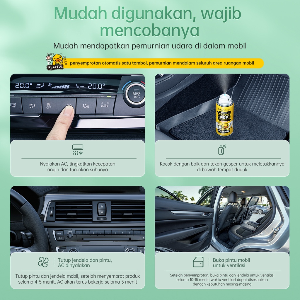 GLODWAY Antibacterial Deodorant Mobil X B.Duck - Semprot Otomatis / Pewangi Ruangan Mobil dan Penghilang Bakteri / Aroma Terapi / Parfum Mobil