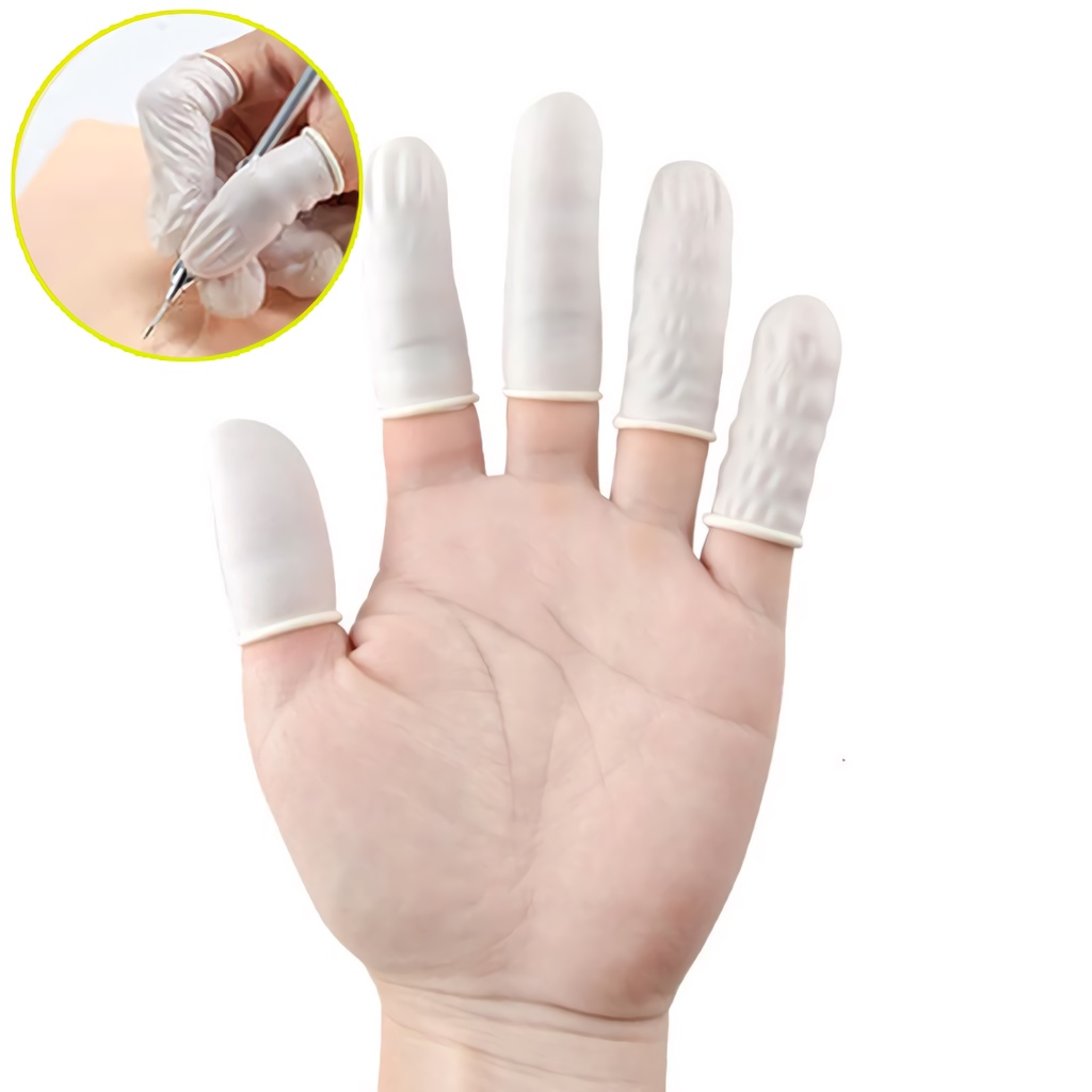 Pretty 200PCS Sarung Jari Finger Cot Sarung Jari Tangan Karet Lateks Untuk Nail Art/Pelindung Anti Virus