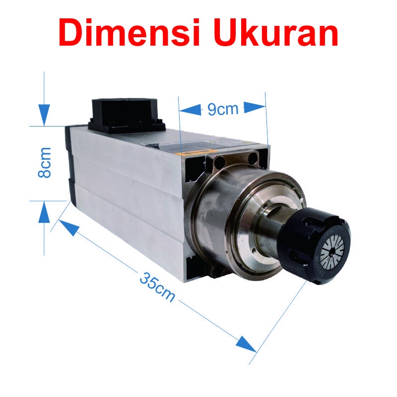 [HAEBOT] Spindle AC Motor 3.5KW 220V Air Cooled ER25 18000rpm CNC Router Spindel 3500W Mini DIY Torsi Tinggi Kuat High Speed Power Square