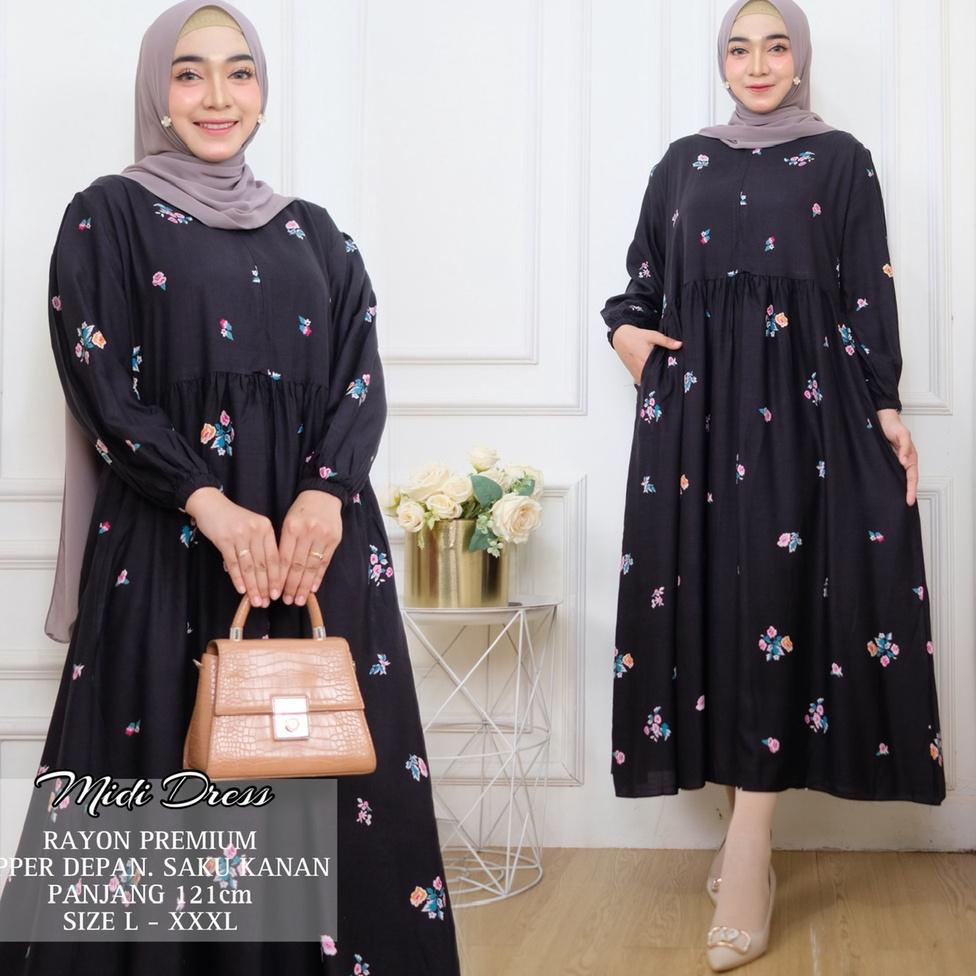 TERBARU DIANA MIDI DEESS - GAMIS JUMBO XL XXL XXXL 4XL 5XL LD 110 120 130 140 150 - DRESS RAYON VISC