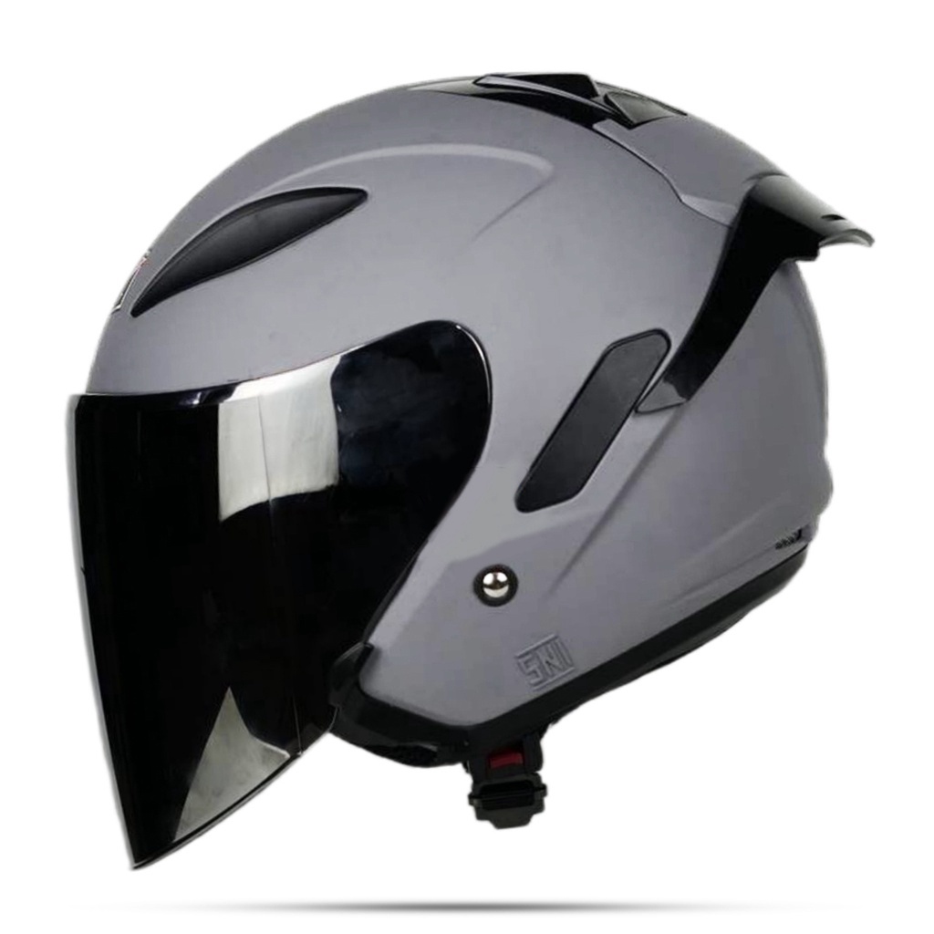 Helm Half Face ALV Polos Solid Paket Ganteng / Helm Pria Dan Wanita Dewasa PREMIUM SNI DOT COD