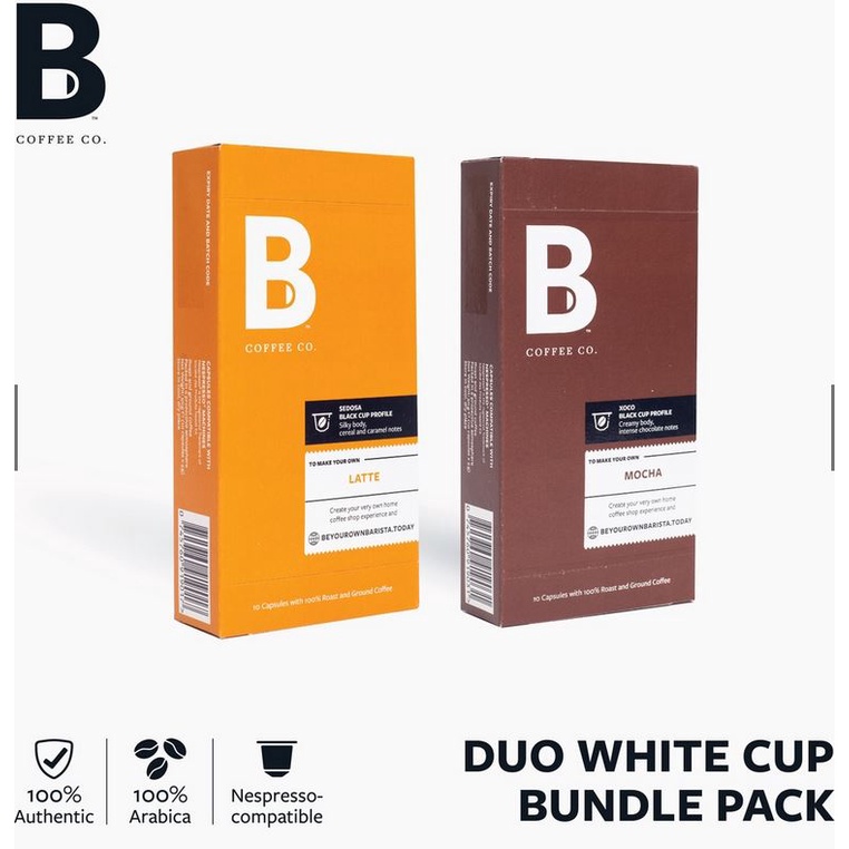 

B Coffee Co. Duo White Cup Bundle - Nespresso Compatible