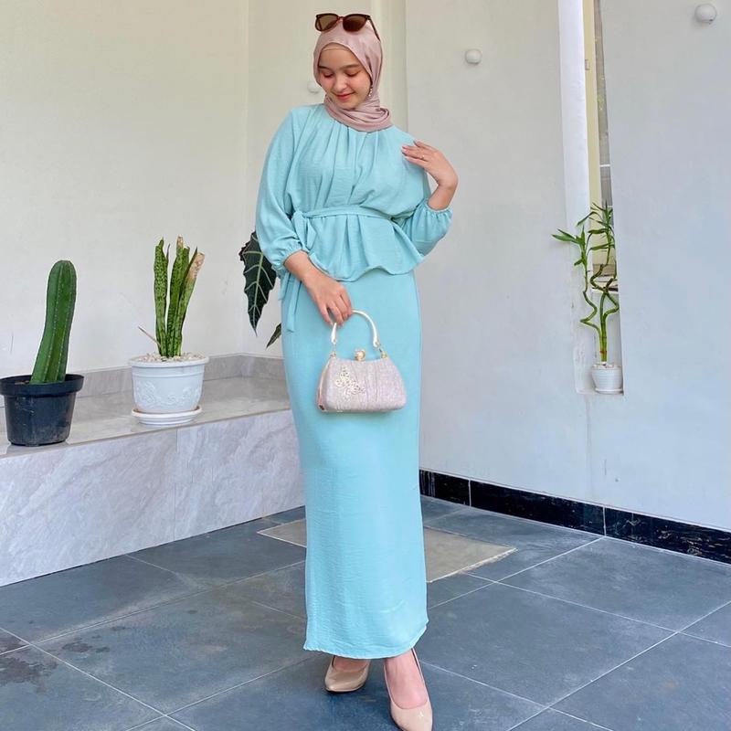 SRIWA One Set Gamis Setelan Wanita Crinkle Dini Set Rok Dan Atasan Os01-6