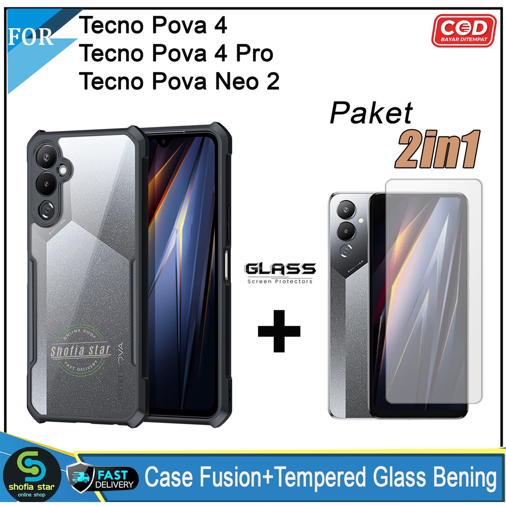 Promo 2in1 Case Tecno Pova 4 Pova 4 Pro Pova Neo 2 Pova 3 Pova 2 Softcase Fusion Shockproof Transparan Protect Casing