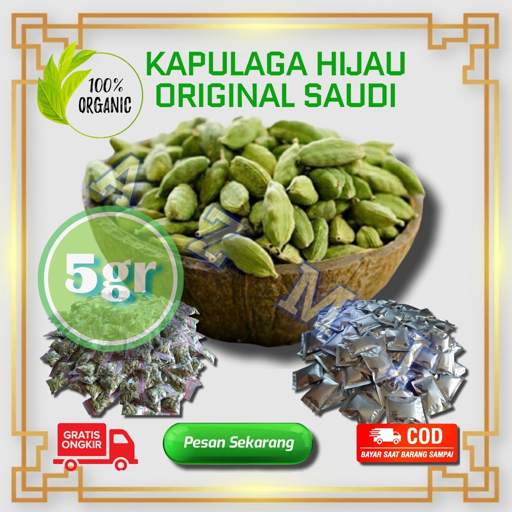 Kapulaga Hijau Premium / Kapulaga India Arab / Green Cardamom 5gr Original