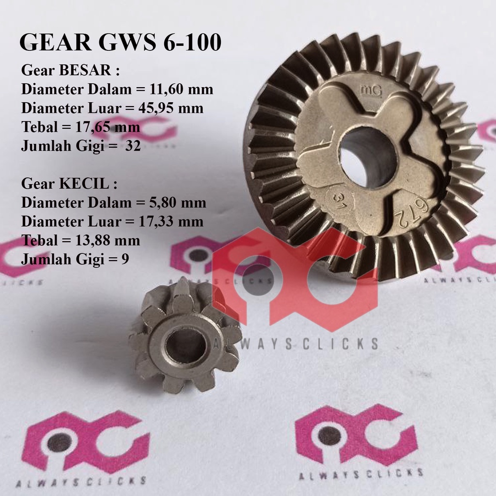 Gear GWS 6100 Gigi Nanas Model Lurus Gerinda Bosch